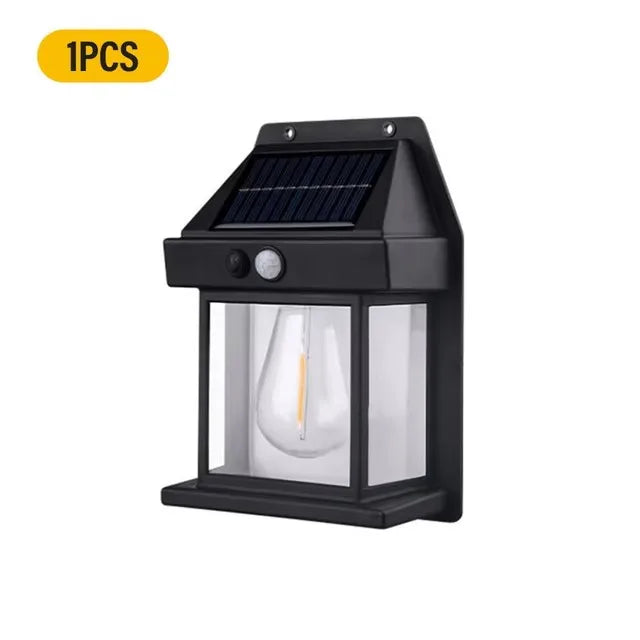 Outdoor Solar Wall Lights with LED Tungsten Wireless Motion Sensor Security Lamps Waterproof Dusk to Dawn Lighting for Garden