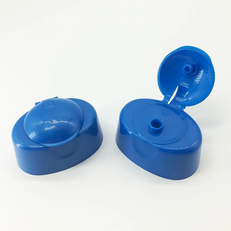 Blue Plastic PP Flip Top Non-Spill Bottle Caps for Shampoo Bottles ISO9001 Certified Cosmetic Use