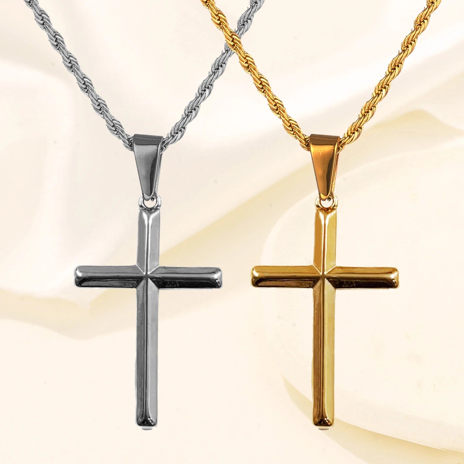 Jesus Piece Cross Necklace Plated 22k Gold Prayer Choker Cross Pendant Necklaces for Men Jewelry Gift Custom OEM Stainless Steel