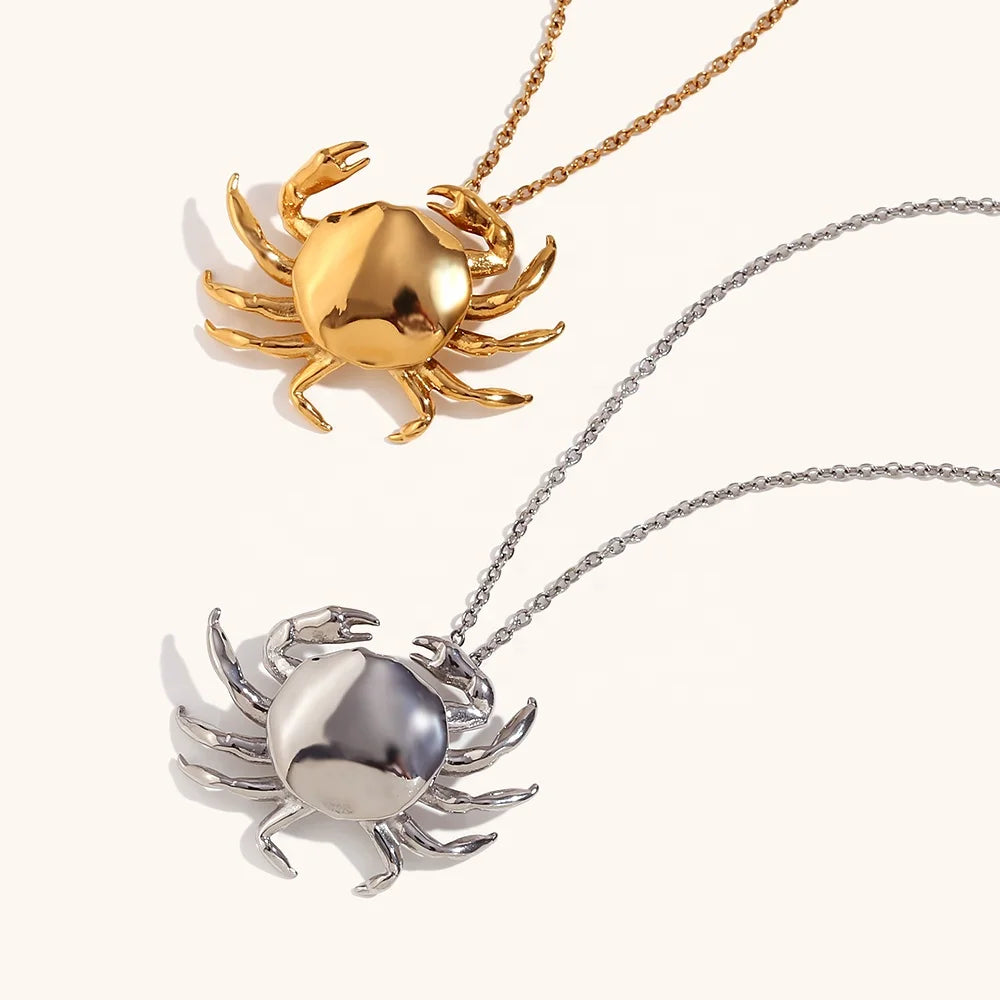 Dingran Fashion Design Stainless Steel Jewelry Crab Pendant Necklace Gold Plated Christmas Jewelry Gifts