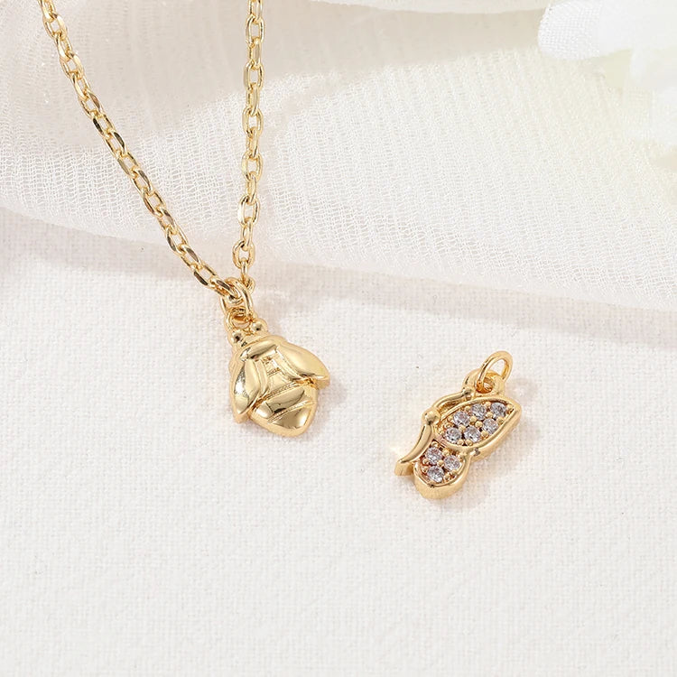 Fashion DIY Jewelry Accessories 14K Gold Plated Necklace Bracelet Making Charms Bee Butterfly Shaped Pendant
