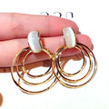 HOVANCI New Fashion Gemstone Circle Metal Earrings Handmade 18k Gold Plated Hoop Earring for Women