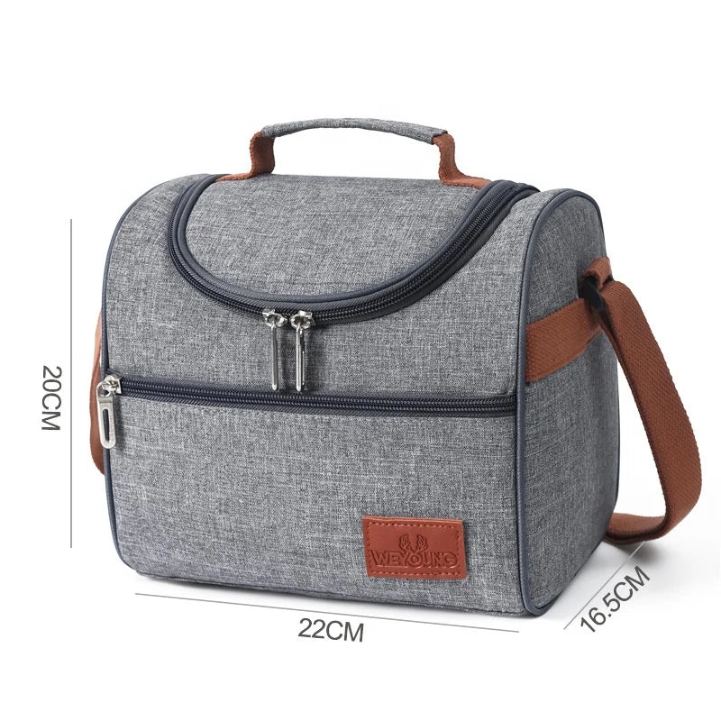 Men's Outdoor Picnic Thermo Cooler Lunch Bag Cross-Border Hot Sell Thickened Aluminum Foil Insulated Shoulder Zipper for Food
