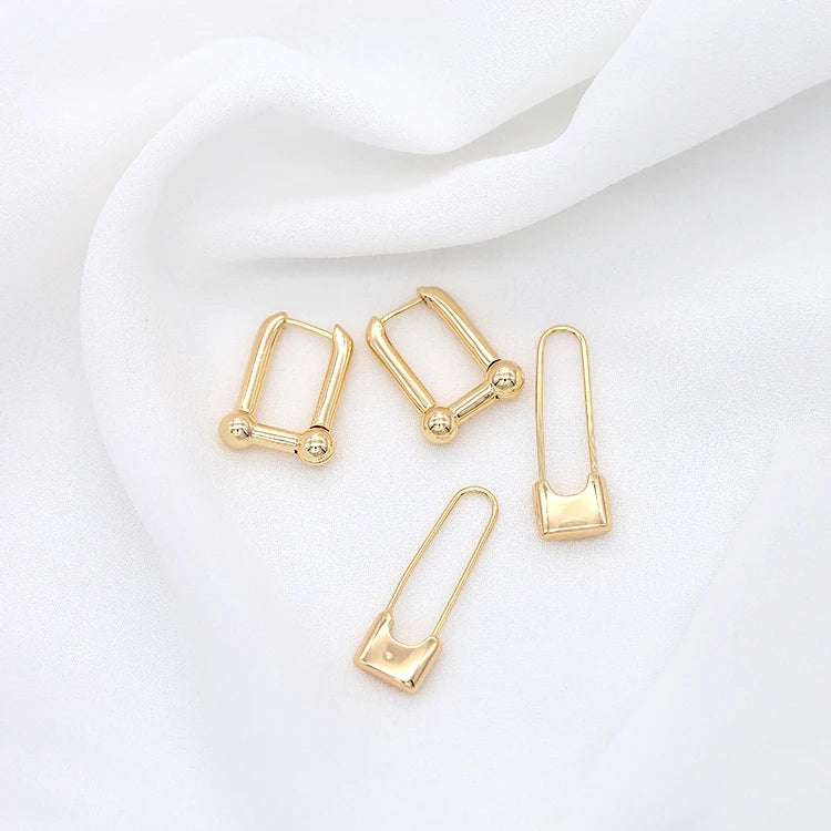 Factory Wholesale 14K Gold Plated Brass Hoop Huggie Earrings Fashion Women's Jewelry Earring