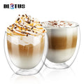 AIHPO05 Eco-friendly Insulated Reusable Glasses Cheap 8oz Handmade Clear Double Wall Glass 250ml Cappuccino Coffee Cups and Mugs