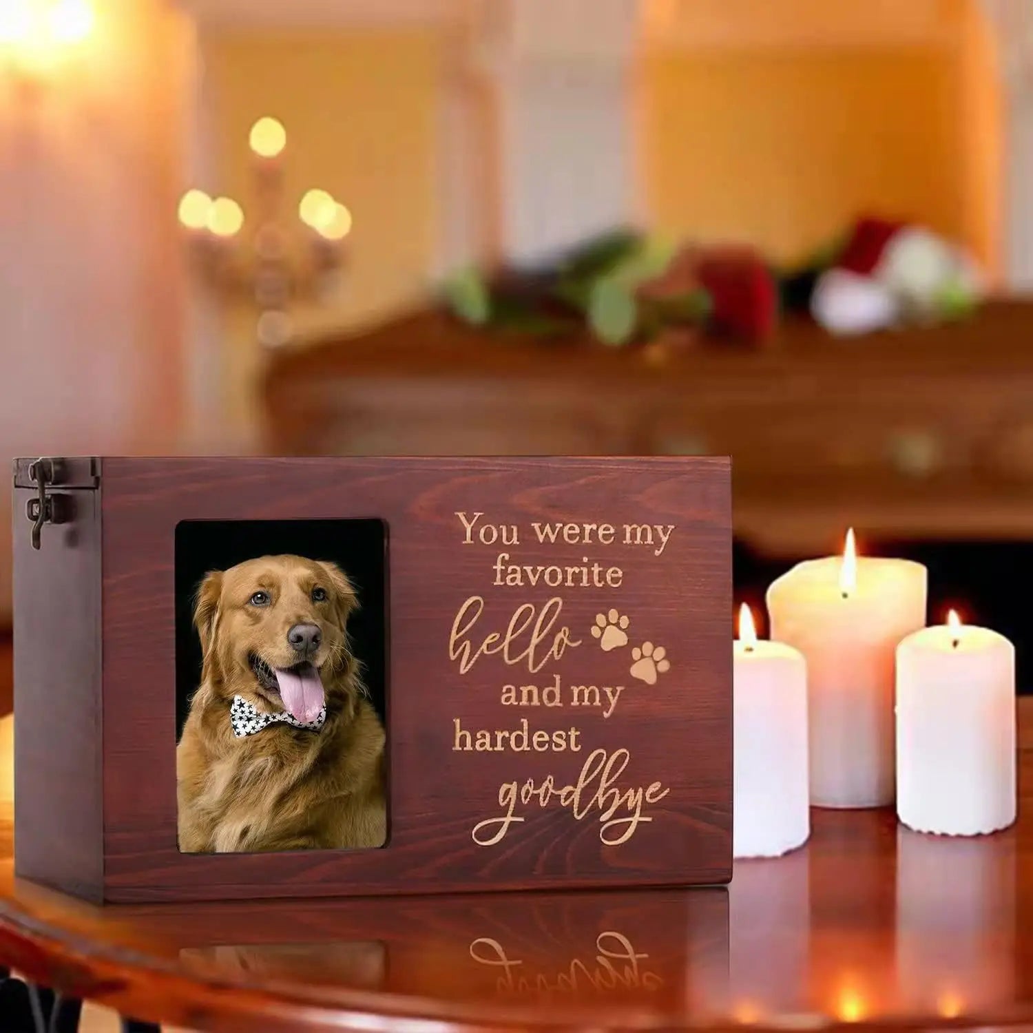 Custom Oem Modern Style Solid Bamboo Pet Urn Wooden Animal Coffin for Funeral Memorial Sacrificial Memorial Box