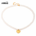 Wholesale 18K Gold Plated Retro Elegant Heart Pendant Pearl Chain Necklace Stainless Steel Jewelry