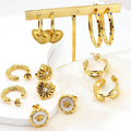 2023 Minimalist INS Style PVD 18K Gold Jewelry C-shaped Hoop Earrings Custom Stainless Steel Color Zircon Earrings for Party