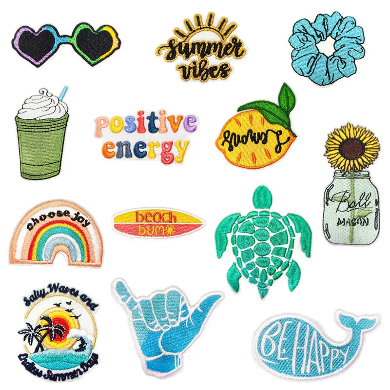 New Design Summer Theme Iron on Embroidered Diy Decorative Clothes Patches