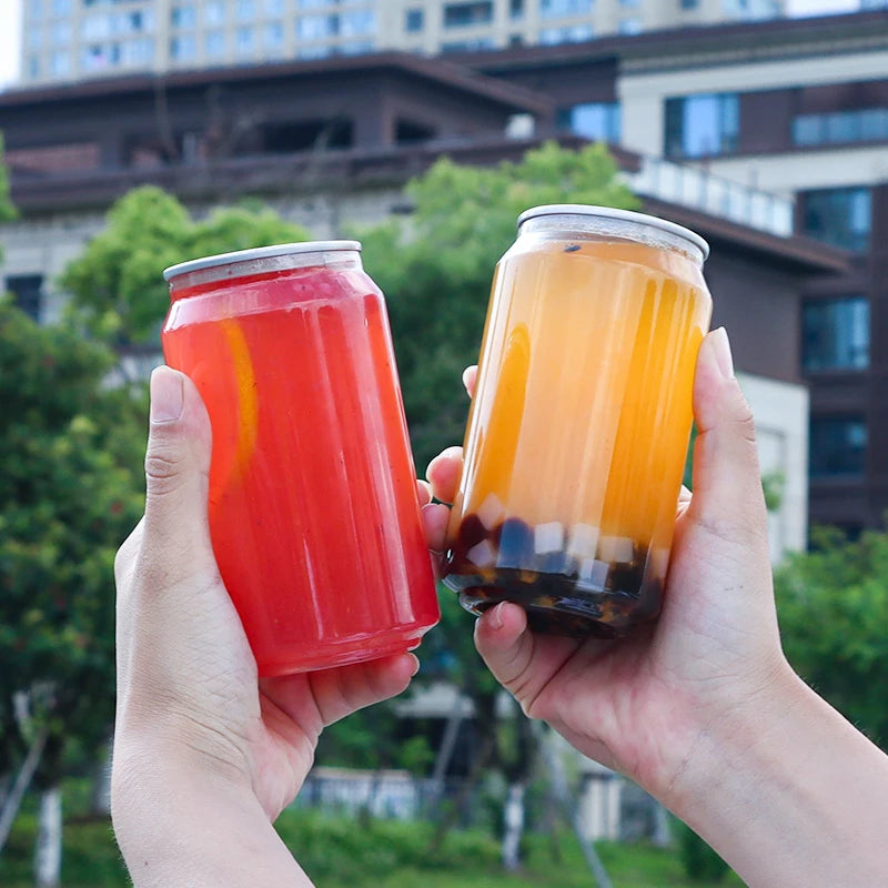For Clear Disposable 330ml Round Milk Boba Tea Drink Cans Easy Open End for Juice Capacity 250ml