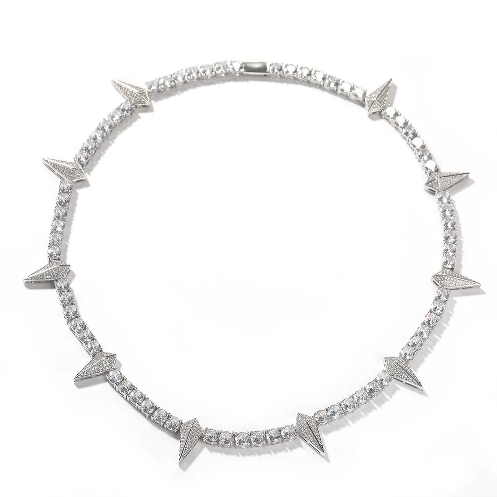 DY Hip Hop Black Panther Same Style Diamond Choker Wolf Tooth Necklace CZ Spring Clasp Tennis Chain