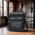 DUJIANG Men's Fashionable Genuine Cowhide Leather Mini Crossbody Bag Vintage Style Messenger with Custom Logo Zipper Decoration