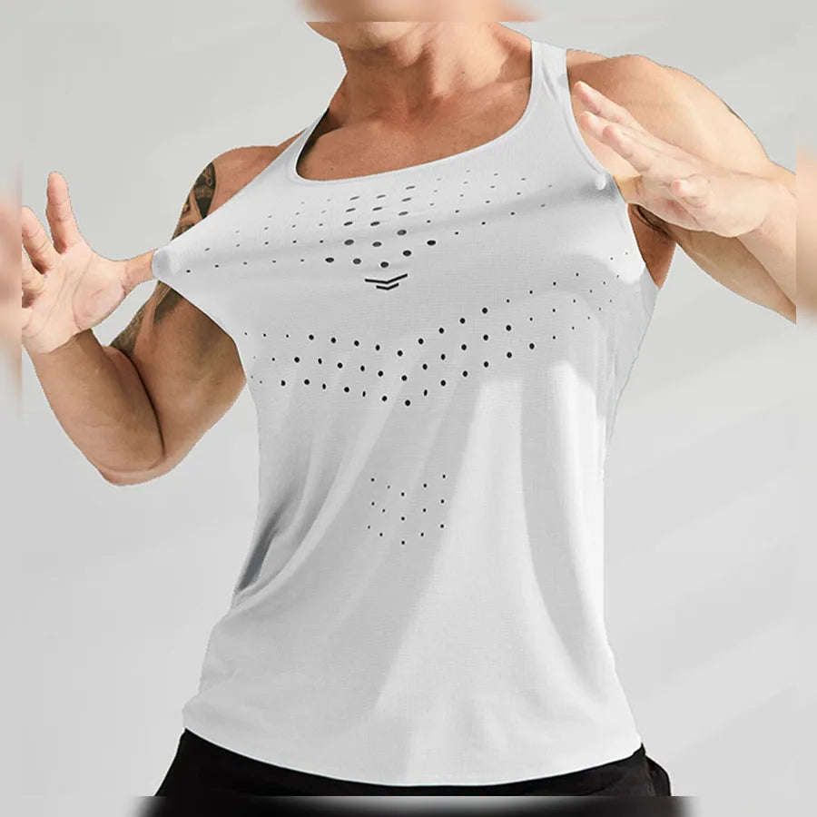Men's Casual Sportswear Athletic Seamless Quick Dry Vest Tape Sealing Gym Tank Top for Running Workout Marathon Lightweight