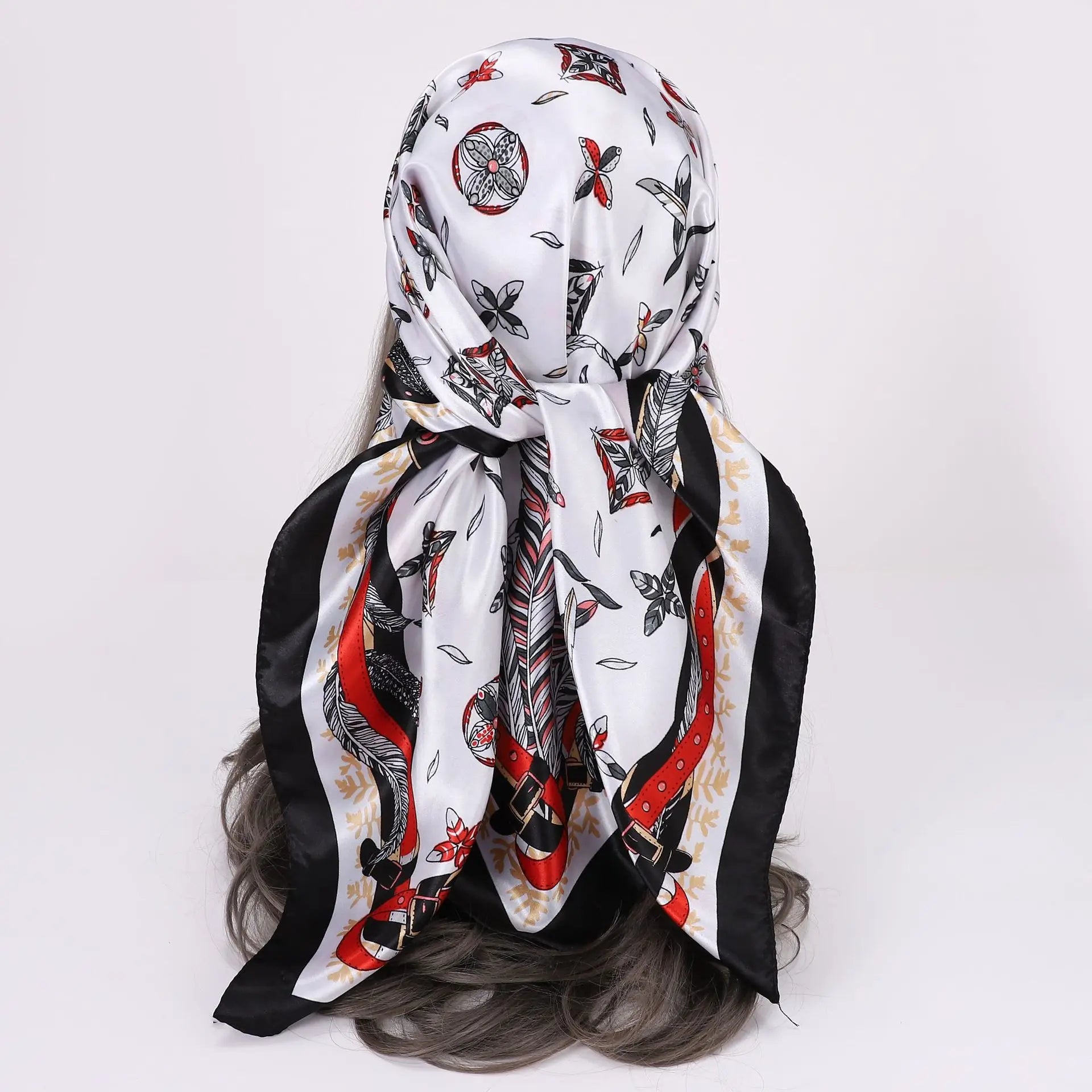 35'' Satin Large Square Head Scarf Silk Feeling Neck Scarves Hair Sleeping Wraps Lightweight Headscarf for Women