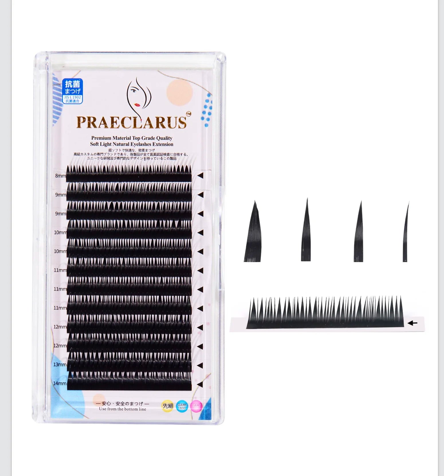 Hot Selling 8D Eyelash Extensions New Full Strip Fans Wet Look Lashes with Pointy Base Wholesale Faux Mink 0.07mm Thickness