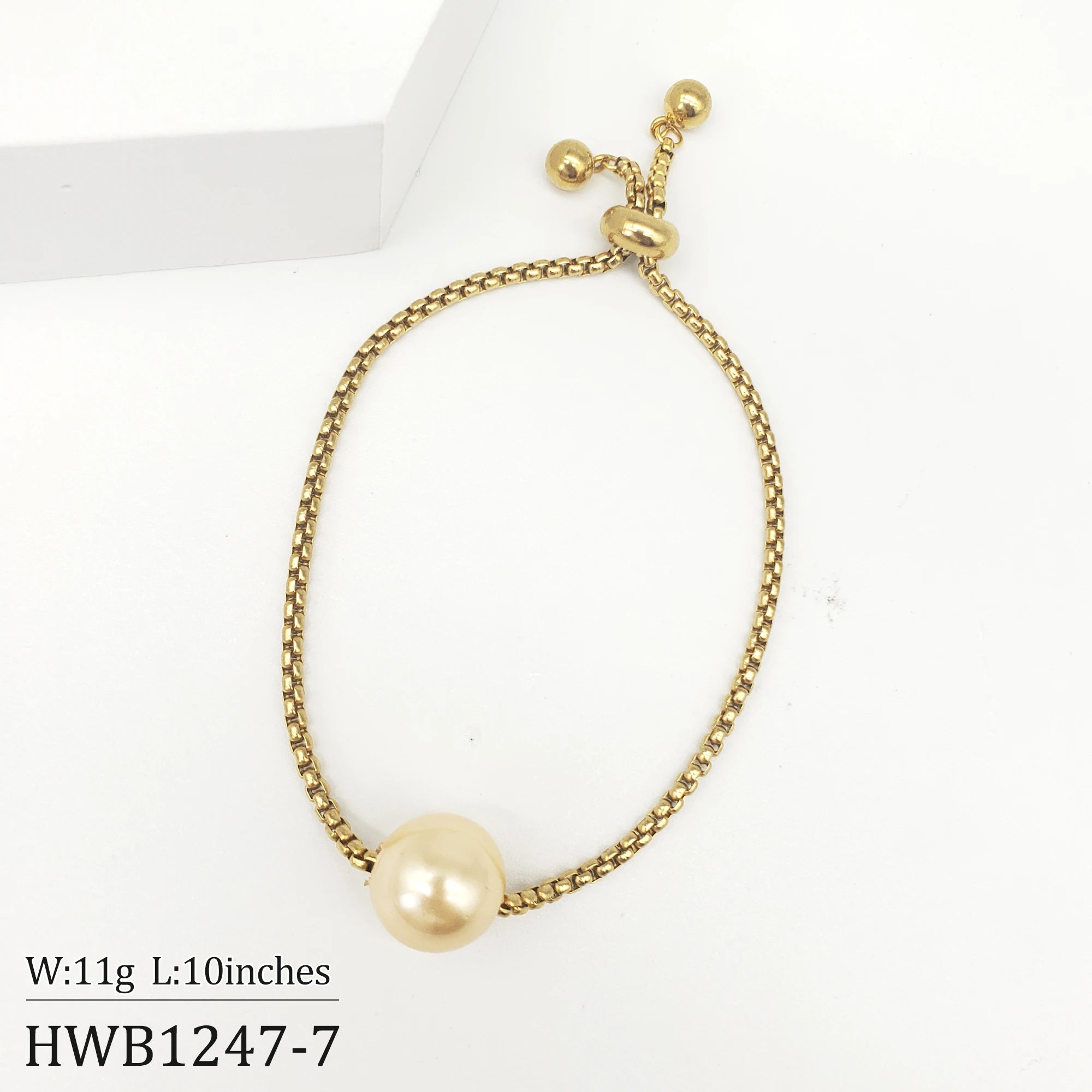 Fashion Stainless Steel Flexible Chain  Hawaiian Gold Plated Jewelry Pearl Charm