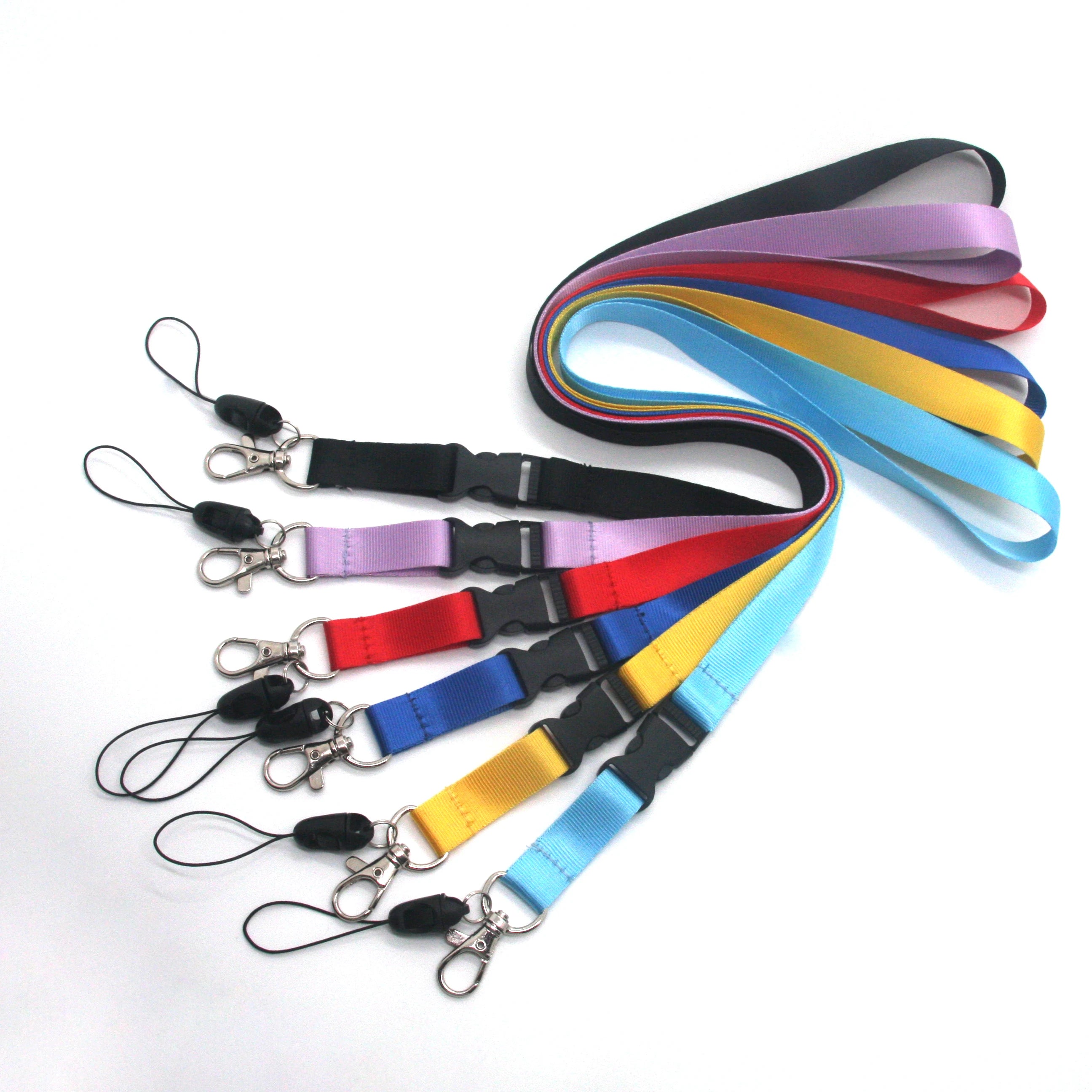 Custom 1.5CM Width Colorful Thermal Sublimation Lanyard Safety Keychain Silk Satin Woven Polyester Neck Lanyards for Insurance
