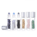 Silver Aluminum Lid Essential Oil Gemstone Roller Bottle 10ml Round Small Portable Jade Perfume Glass Roll on Bottle