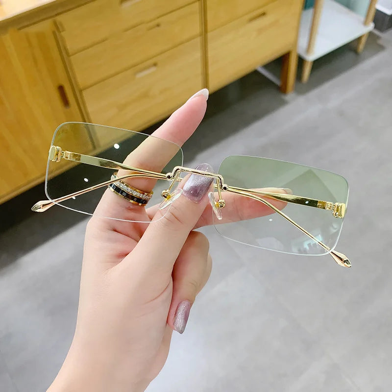 Newest Designer Rimless Sunglasses Rectangle Shades Women Square Sun Glasses Man Eyeglasses