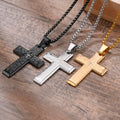 Our Father Scripture Cross Necklace Stainless Steel PVD Plated the Lords Prayer Charm Pendant Cross Lords Prayer Necklace Men