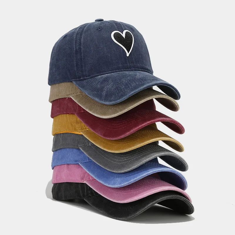 Europe America Fashion Washed Old Embroidered Baseball Hat Women Retro Curved Brim Duck Tongue Outdoor Custom Embroidered Hat