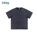 GD23003 260g Unisex Solid Pattern Heavy 100% Cotton Anti-Pilling Oversize Washed Short-Sleeved Boxy T-Shirt Customizable Small