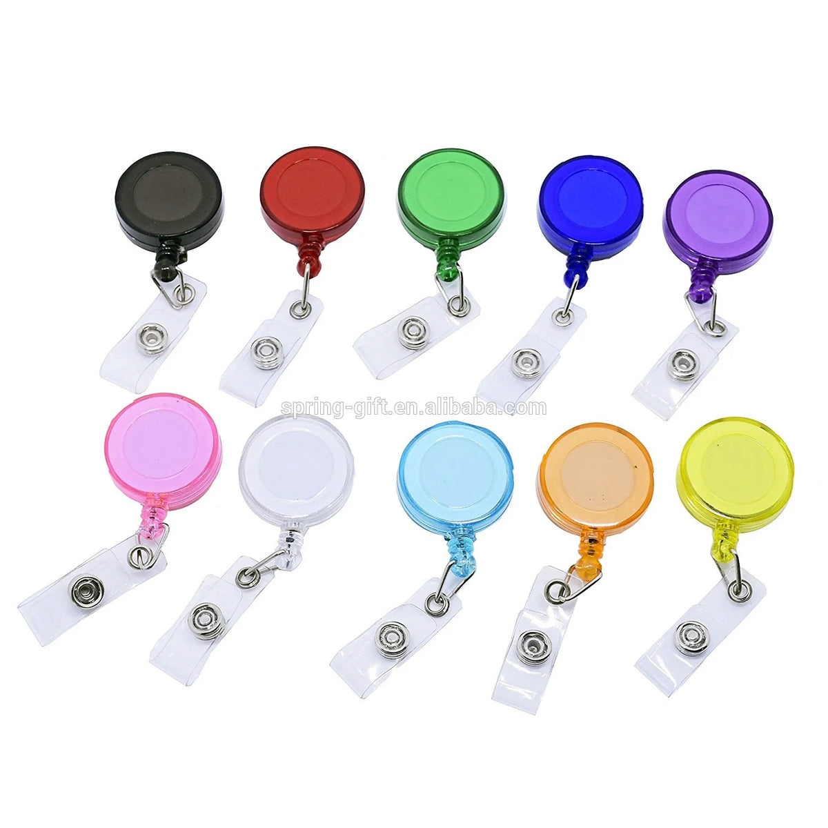 Wholesale 32mm Transparent Round Plastic Badge Reel Retractable Yoyo ID Card Holder Accessory MegaBDM