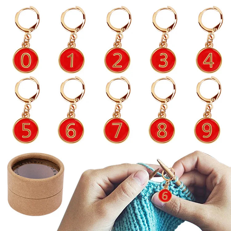 Wholesale Red Black White Blue Pink Metal Sweater Weaving Accessories Buckle Digital Needle Recorder Counter Stitch Markers