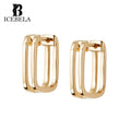 Fine Jewelry Custom Designer Light Luxury Chic Minimalist 925 Sterling Silver Double Square Huggie Hoop Earrings for Girls