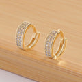 Wholesale Geometric Gold Plated Earrings Retro Shiny Zircon Earrings Luxury Round Circle Huggie Hoop Earrings for Women