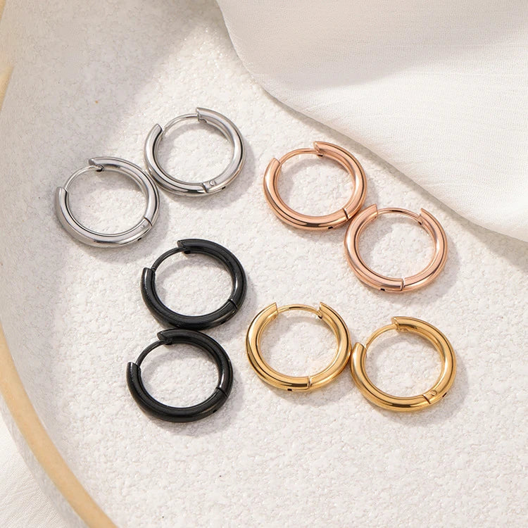 Earring Accessories 14k Plated Stainless Steel Round Earrings 7 Small Hoop Statement Korean Earring