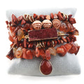 New Boho Jewelry  Natural Stone Gravel Rose Bead Bracelet Druzy Bangle Drop Pendant Stack Bracelet Set