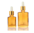 Flat Square Shape Rectangle Luxury Amber Color 15ml 30ml Glass Dropper Bottles With for Serum Essential Oil