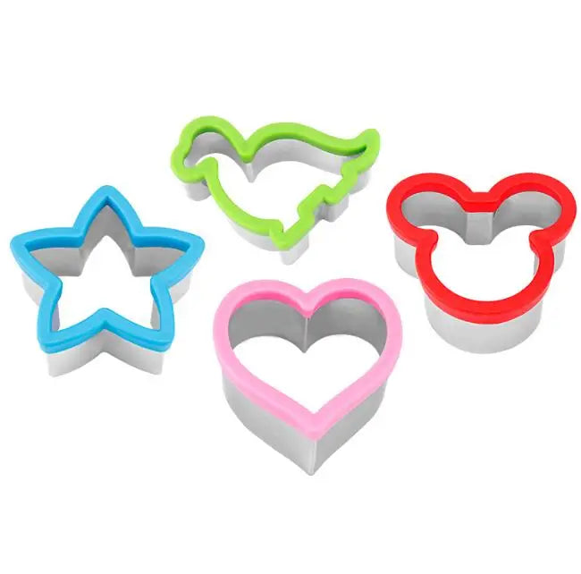 Home Kitchen Utensil Star Heart Mickey Dinosaur Shape Food Makers 4Pcs Stainless Steel Sandwich Cutter Set