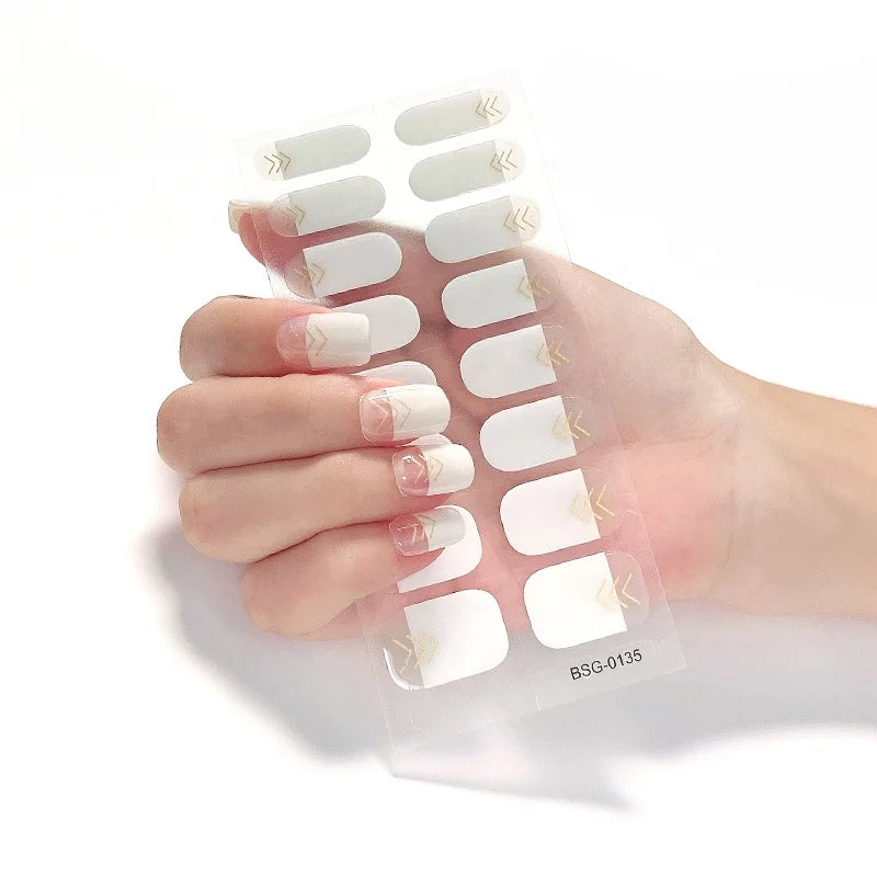 Wholesale 2025 Custom Logo 3D Gel Nail Sticker Solid UV Semi-Cured Plastic Strips with Lamp for Nail Art