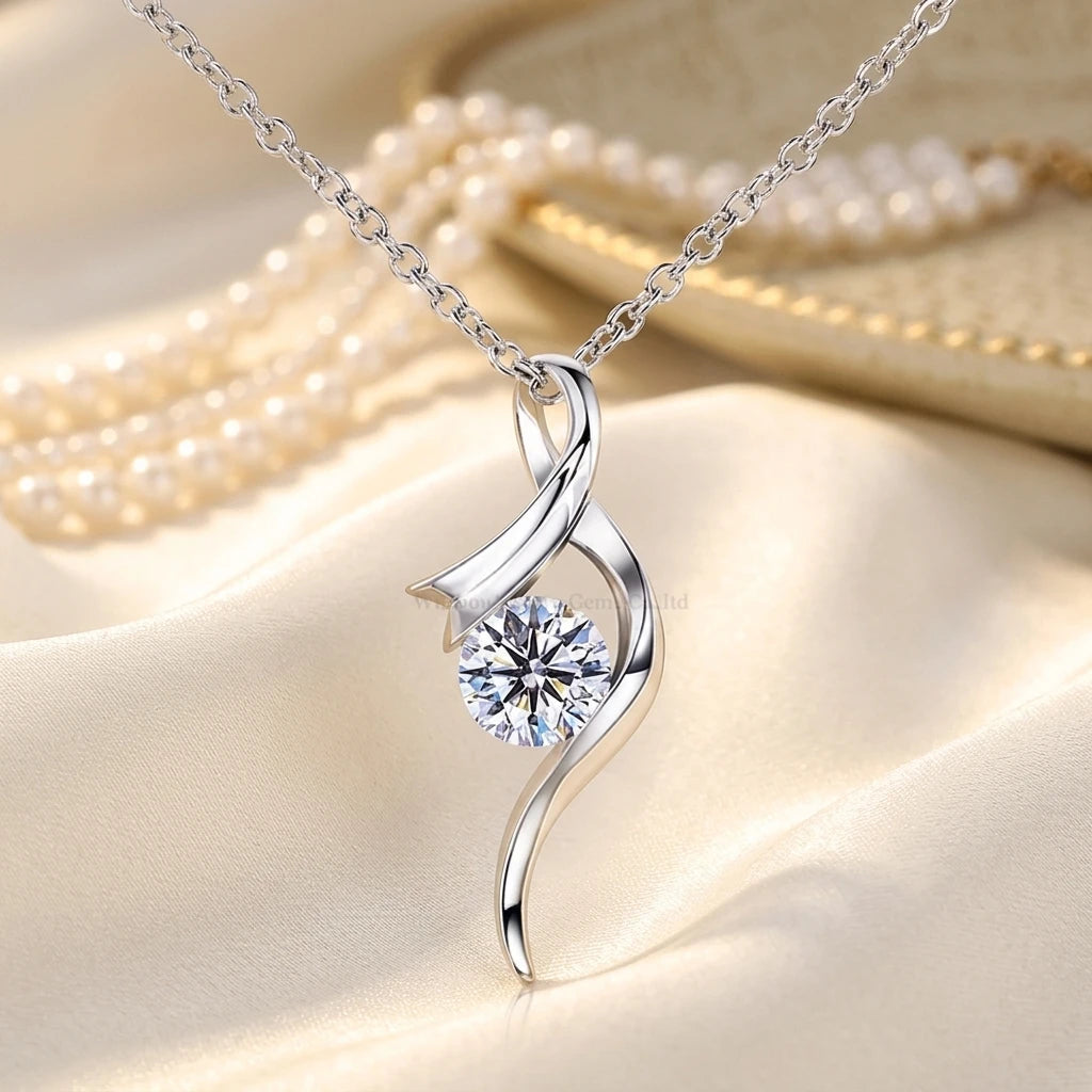 Tianyu Moissanite Necklace 925 Sterling Silver 5.0mm 6.5mm D VVS Mossanite Pendant Necklace for Women