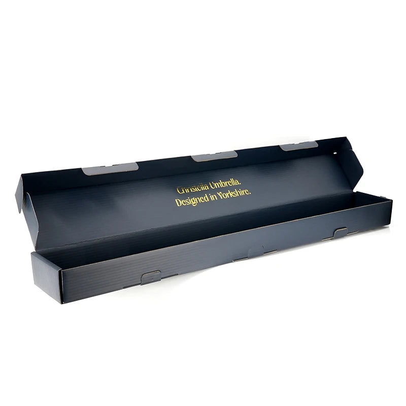 Custom Golden Stamping Black Paper Boxes Thick Cardboard Mailer Moving Shipping Box Long Pack Box Carton