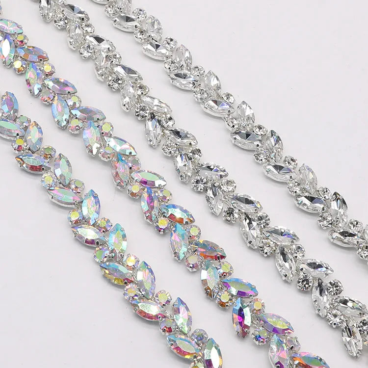 Wholesale Crystal Rhinestone Chain Trimming Bridal Sash Rhinestone Trim Applique Wedding Belt Garment Accessories RC70502