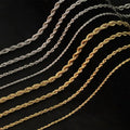 Quality Guarantee Gold Plated 18K 24K Rope Chain Necklace Stainless Steel for Christmas Present