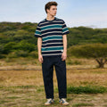 Summer New Men Breton Striped T-shirt 100% Cotton Men's Casual T-Shirt Multi-Color Stripe Heavy O-Neck Loose Tshirts Wholesale