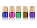 High-End 1mL Color Roller Essential Oil Bottle with Wood Grain Cover Brown Rose Red Purple Green PP Collar Material Cream Usage