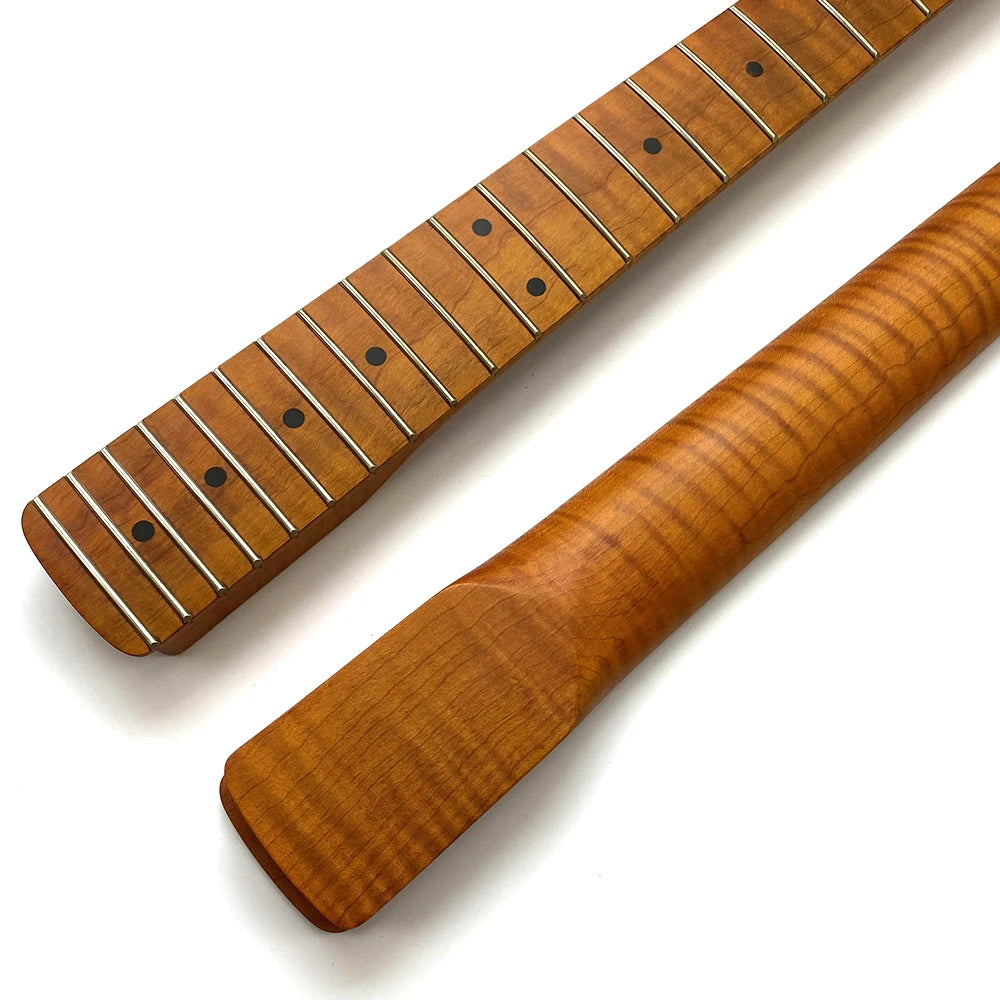 Wholesale 22 Frets ST Electric Guitar Neck Flame Maple Roasted Guitar Neck with Maple Fretboard