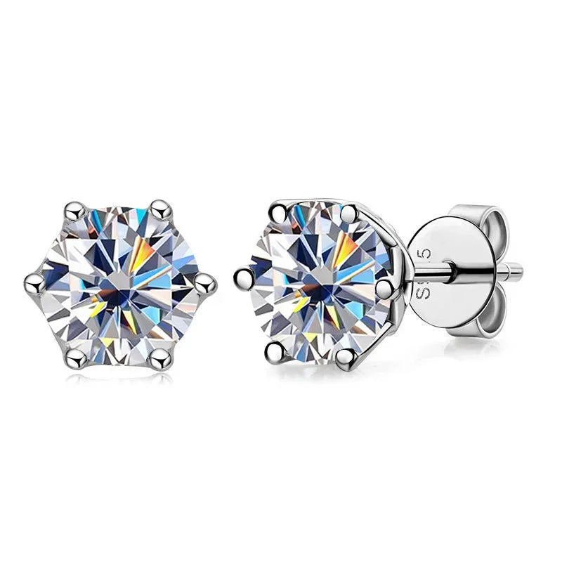 Provided Customization Round Brilliant Cut Classic Screw Solid 18K Gold Plated Moissanite Stud Earrings