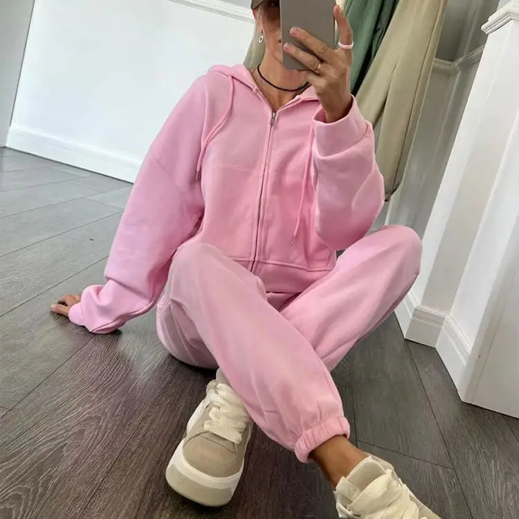 Custom Logo Autumn New Streetwear Tracksuits Long Sleeve T-Shirt Top Pants 2 Piece Set for Woman