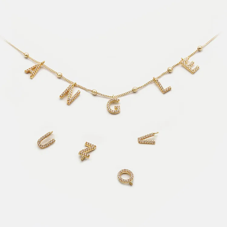 G1009 26 Letters Wholesale Jewelry Alphabet DIY Necklace Zircon Initial Charms Pendant