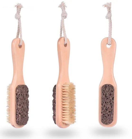 Foot File Callus Remover Wood Handle Foot Scrubber Feet Rasp Tools Pumice Stone and Foot Brush