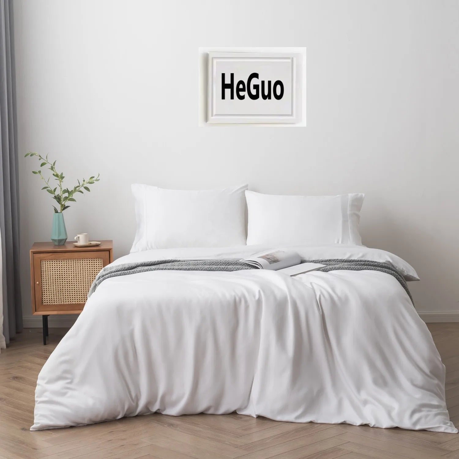 100% Eucalyptus Bed Linen White Deep Pocket up 16'' Bedding Lyocell Sheet Sets