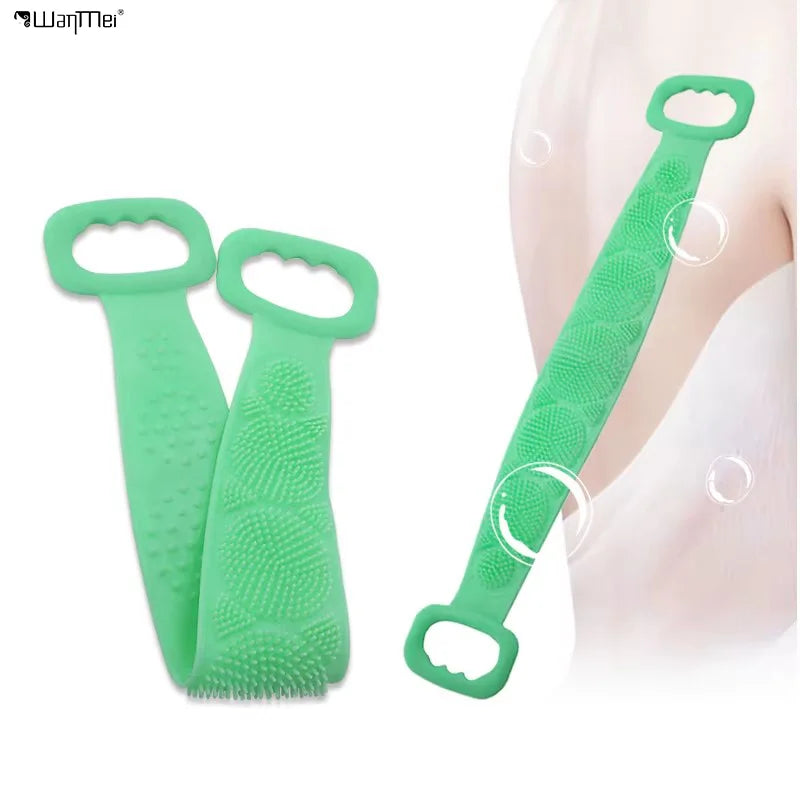 Wanmei Custom  Brushes Sponges Wholesale Soft Exfoliating Long Body  Scrubber Silicone  Bath  Brush