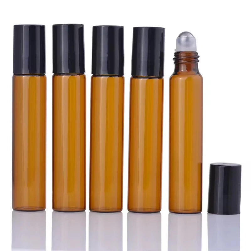 MUB Hot Sales 1ml 2ml 3ml 5ml 10ml Mini Portable Amber Cylinder Metal Roller Perfume Oil Bottle OEM