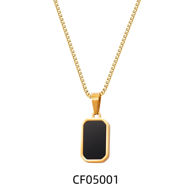 Fashion Jewelry 18K Gold Necklace Rectangle Shaped Necklace Women America Gift Chain Party Figure Necklaces Pendant